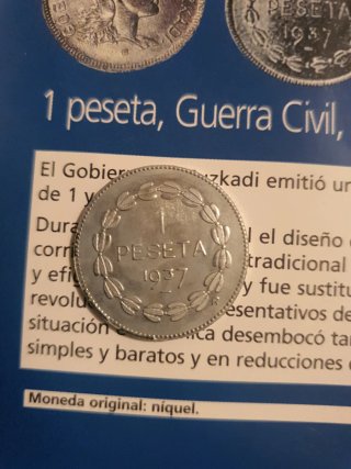 Moneda 1 Peseta Guerra Civil 1937