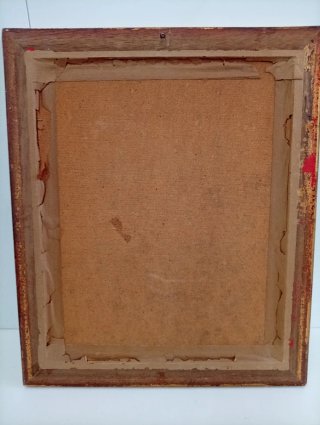 Cuadro antiguo lámina imitación óleo sobre tabla