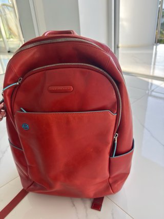 Mochila Piquadro Roja Piel