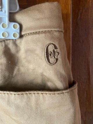 Pantaloni in raso di cotone tabacco vita bassa