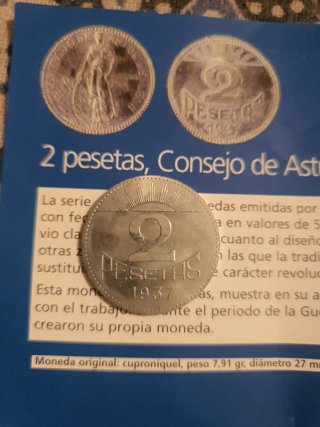 Moneda 2 Pesetas Asturias y León 1933
