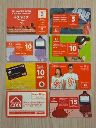 24 Tessere Telefoniche Ricaricabili Vodafone, Wind