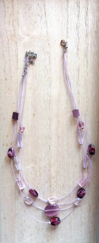 Collar corto multihilo malva y morado