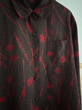 Camicia donna fantasia fiori rossi