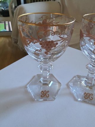 2 Copas Murano Pan de Oro Grabado
