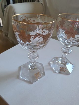 2 Copas Murano Pan de Oro Grabado