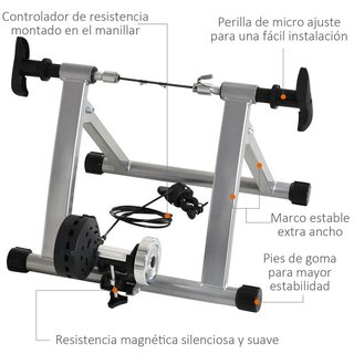 Rodillo de Bicicleta Entrenamiento Plegable Plata
