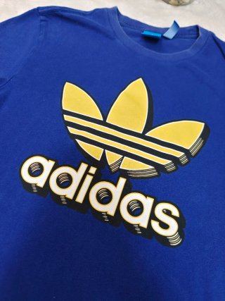 T-shirt Adidas Logo Oro Blu Taglia L