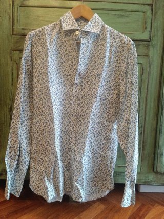 Camisa Lino Flores Azul y verde Pedro del Hierro