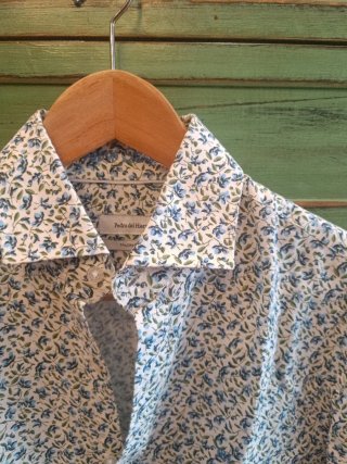 Camisa Lino Flores Azul y verde Pedro del Hierro