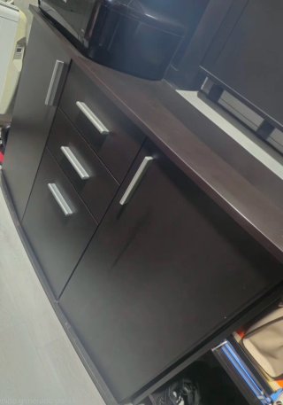Aparador Mueble Madera Oscura y Plata