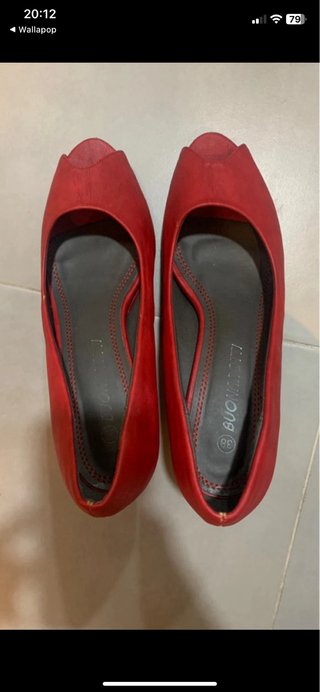 Zapatos tacón rojos peep toe talla 38