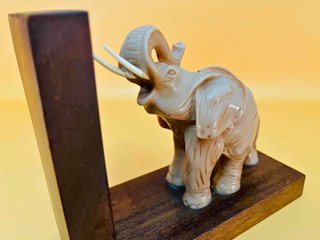 Sujetalibros Elefante Madera Tallado