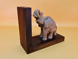 Sujetalibros Elefante Madera Tallado