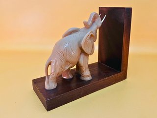 Sujetalibros Elefante Madera Tallado