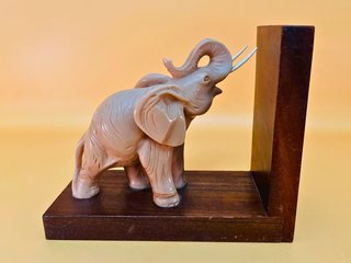 Sujetalibros Elefante Madera Tallado