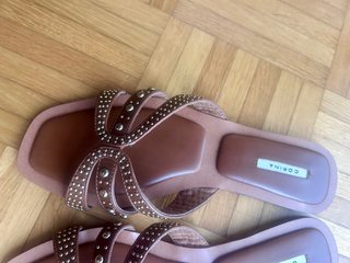 Sandalias pala Corina T39, marrón con dorado
