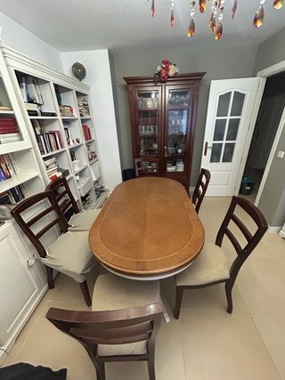 Mesa comedor extensible madera + 6 sillas