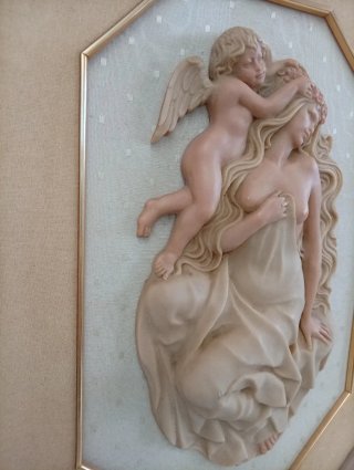 Cuadro Resina Relieve Firma Beige Rosa