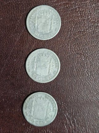 Lote de plata de 5  monedas antiguas Alfonso