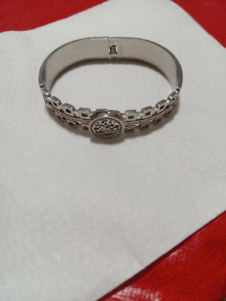Pulsera rígida árbol de la vida plateada