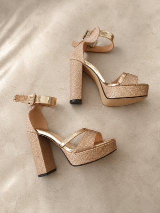 Sandalias SHEIN champán glitter tacón plataforma