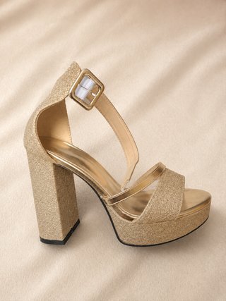 Sandalias SHEIN champán glitter tacón plataforma