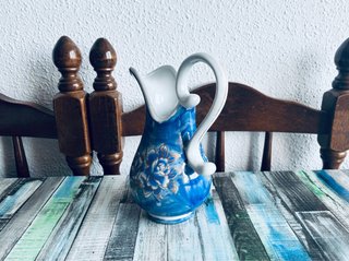 Conjunto AguaManil Palangana Con Jarra Azul Dorado