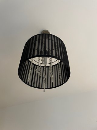 Lámpara de salón diseño tela y cristal