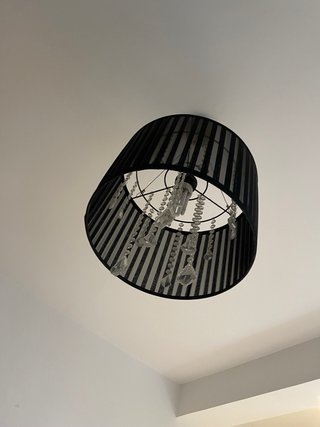 Lámpara de salón diseño tela y cristal