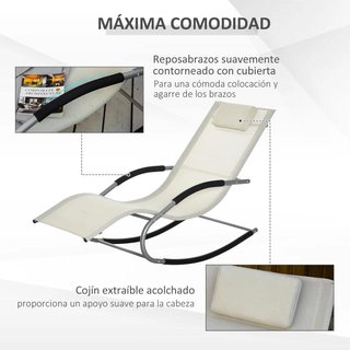 Tumbona Mecedora Metal 120kg con Reposacabezas