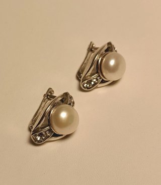 Pendientes Plata Perla y Circonitas