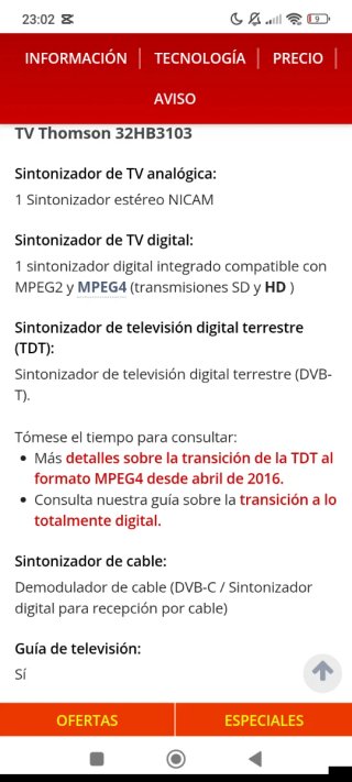 TV Thomson 32 Negra/!!!!!NO SMART TV!!!!!!CAMBIO
