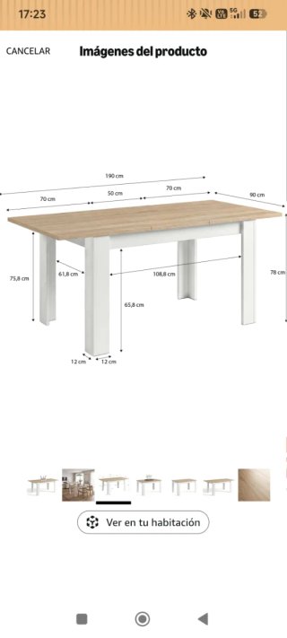Mesa de comedor extensible madera