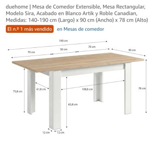 Mesa de comedor extensible madera