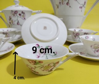 Juego de café Limoges porcelana floral