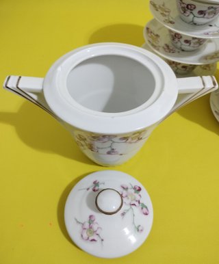 Juego de café Limoges porcelana floral