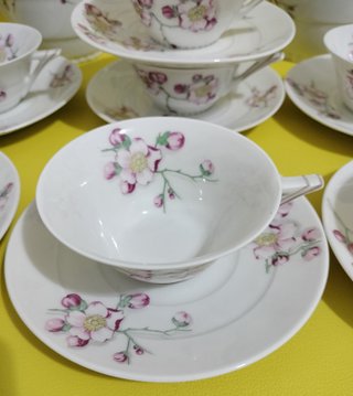 Juego de café Limoges porcelana floral