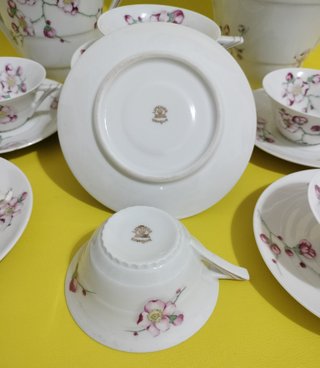Juego de café Limoges porcelana floral