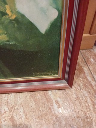 Cuadro antiguo mujer con espigas