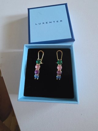 Pendientes Luxenter Zirconitas Multicolor Dorados