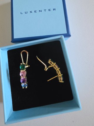 Pendientes Luxenter Zirconitas Multicolor Dorados