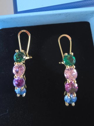 Pendientes Luxenter Zirconitas Multicolor Dorados
