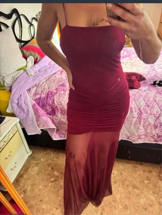 Vestido largo evento/fiesta burdeos