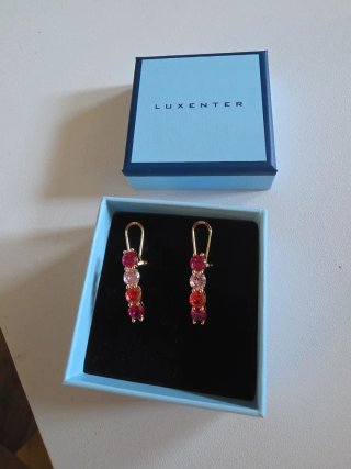 Pendientes Luxenter Zirconitas Tonos Rojos