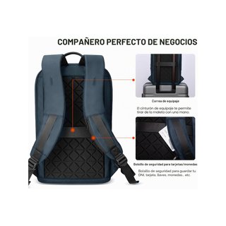 Mochila portátil 17'' impermeable con USB azul