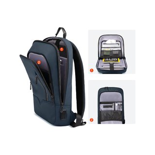 Mochila portátil 17'' impermeable con USB azul