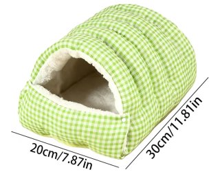 Cama para mascotas a cuadros verde