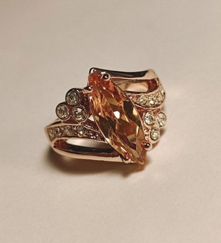 Anillo Oro Rosa Cristal Marquise Ámbar