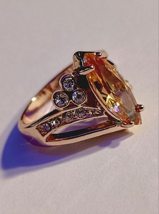 Anillo Oro Rosa Cristal Marquise Ámbar